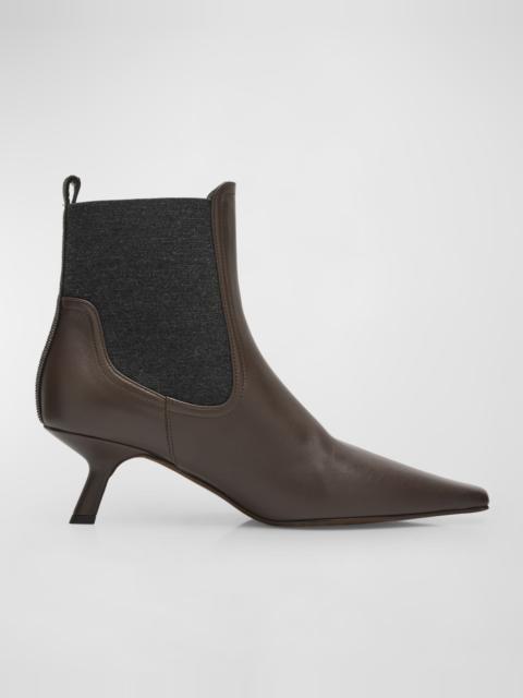 Leather Monili Comma-Heel Ankle Boots