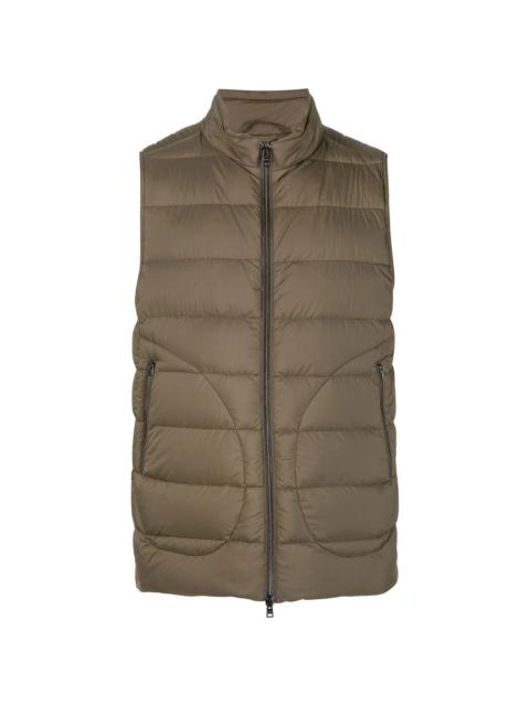 zip-up padded down gilet