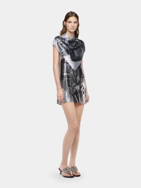 rabanne OHMORI X RABANNE MINI TANK TOP DRESS IN CHOCOLATE MESH