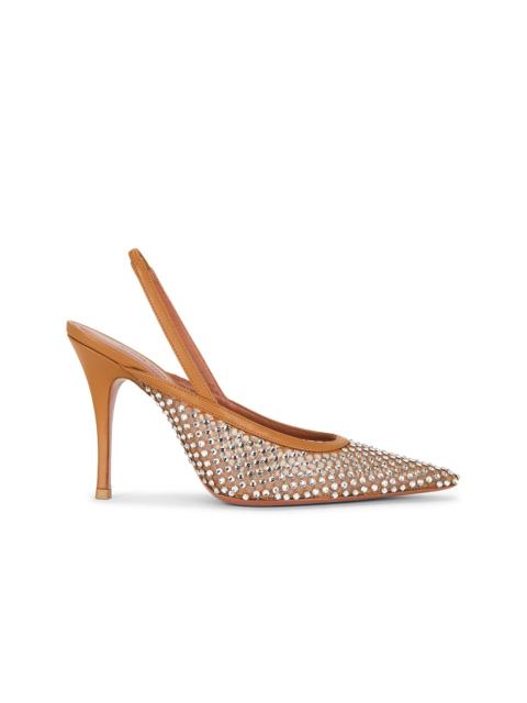 Amina Muaddi Felicia 100 Crystal Net Sling Pump