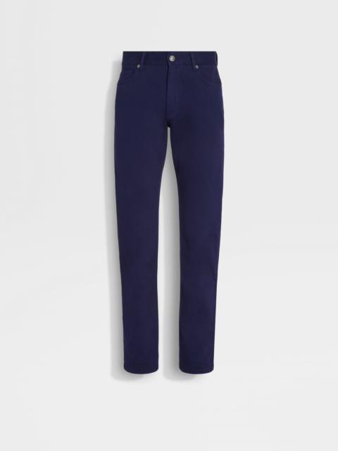 ZEGNA INK BLUE COTTON ROCCIA PANTS