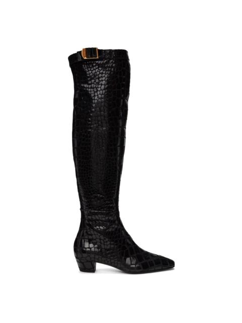 TOM FORD Black Printed Leather Boots