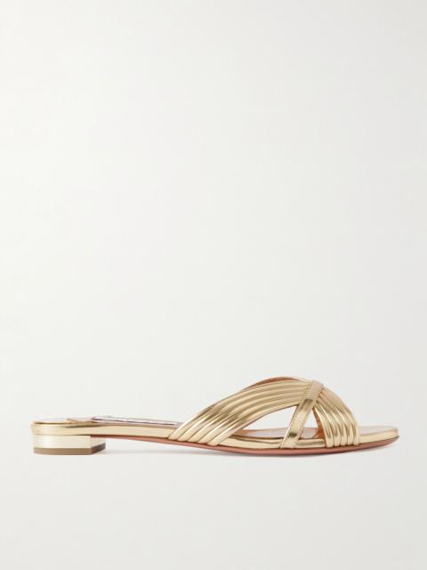AQUAZZURA Sundance faux leather slides Gold