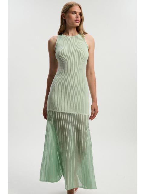 KAREN MILLEN Sleeveless Viscose Blend Knitted Dress With Sparkle Sheer Details