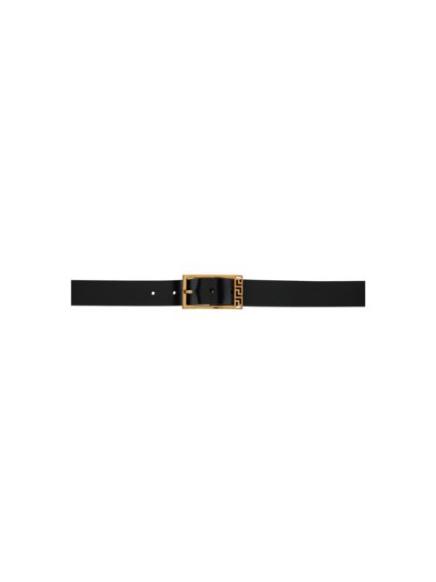 Black Greca Leather 3 CM Belt