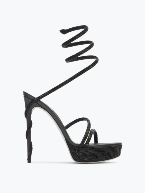 RENE CAOVILLA MARGOT CRYSTAL BLACK PLATFORM SANDAL 130