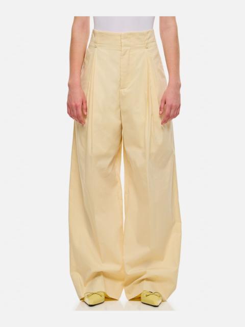 WIDE SILK AND COTTON TROUSERS