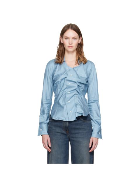 Vivienne Westwood Blue Heritage Twill 'Drunken Shirt' Blouse