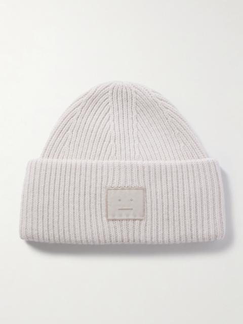 Acne Studios Appliquéd Ribbed Wool And Yak Hair-blend Beanie