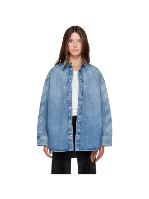 Off-White Blue Paisley Lover Denim Shirt