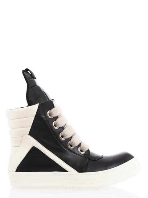 Rick Owens Rick owens men's black and white geobasket sneakers full grain calf leather
