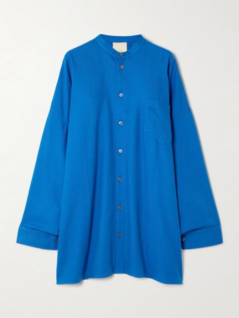 MARRAKSHI LIFE Oversized cotton-blend shirt Blue