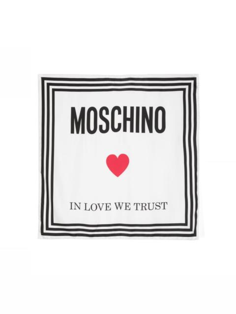 Moschino logo-print silk scarf