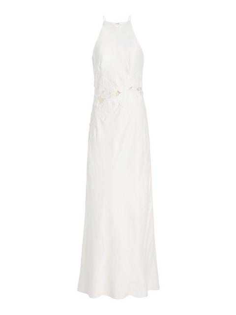 SIGNIFICANT OTHER Idette Floral-Appliquéd Linen-Blend Maxi Dress ivory
