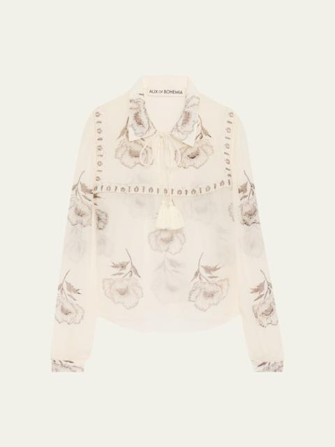 ALIX OF BOHEMIA Pascal Obsidian Poppy Sheer Blouse