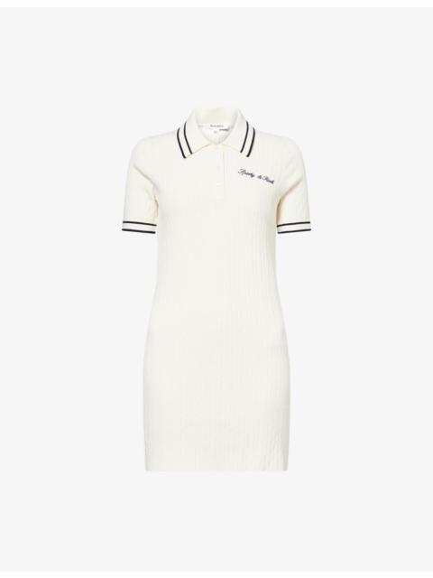 Sporty & Rich Signature-Logo Woven Mini Cable Dress
