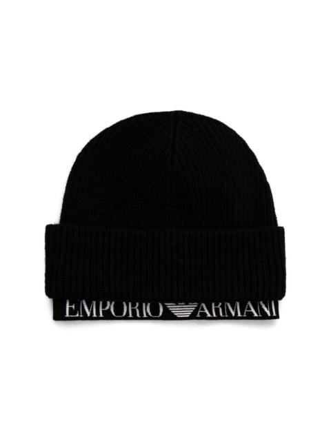 EMPORIO ARMANI logo beanie hat