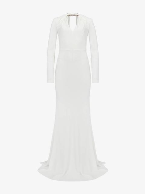 Alexander McQueen Women's Twisted Crystal Evening Dress in Light Ivory