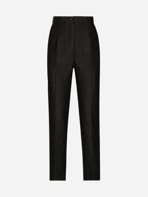 Tailored floral jacquard pants