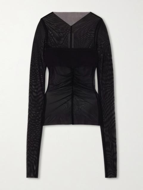 Rick Owens Ruched Stretch-mesh T-shirt