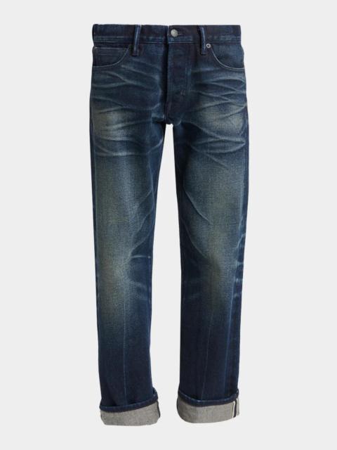TOM FORD Low-Waist Stonewashed Denim Straight-Leg Boyfriend Pants