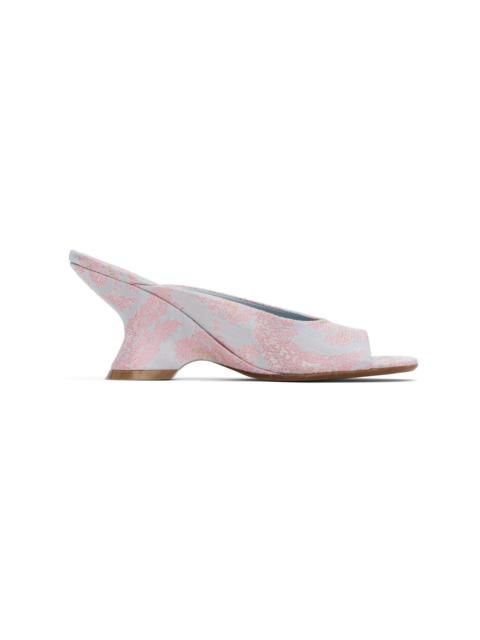 Dries Van Noten Blue Open-Toe Jacquard Mules