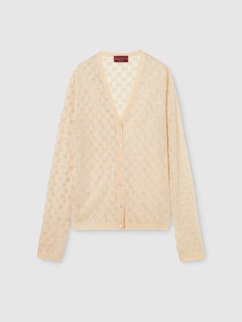 GUCCI Fine silk cardigan with GG crystals