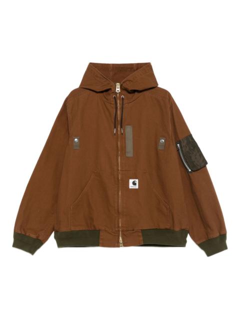 sacai zip-up hooded bomber jacket