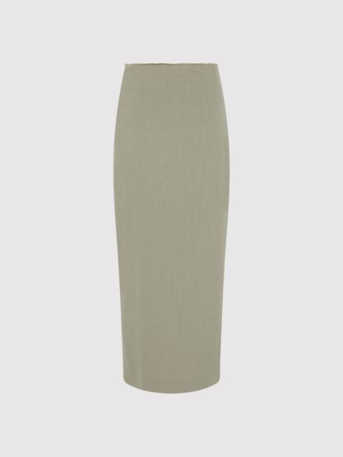 Raw Edge Column Maxi Skirt - Moss Grey