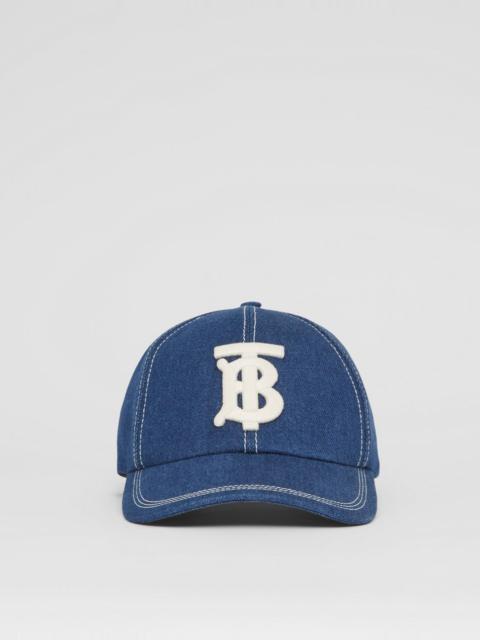 Burberry Monogram Motif Topstitched Denim Baseball Cap