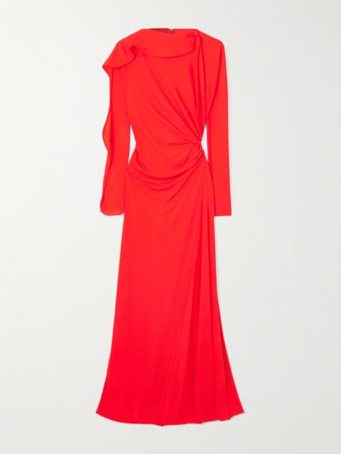 Victoria Beckham Draped Asymmetric Jersey Maxi Dress