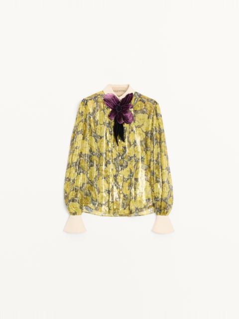 Valentino LUREX SHIRT WITH APRÈS L'HIVER POPPIES PRINT