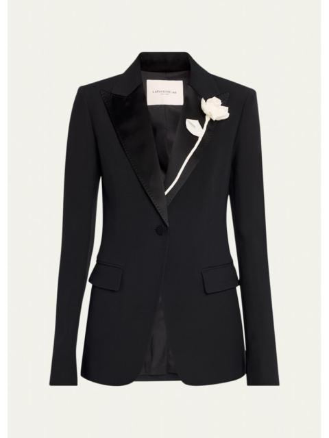 Lafayette 148 New York Floral Applique Peak-Lapel Blazer