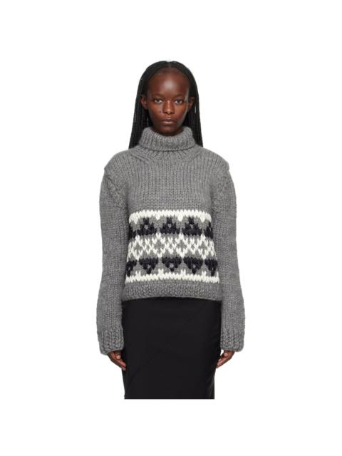 Gray Jacquard Turtleneck