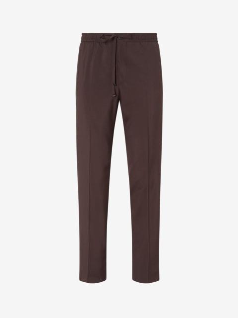 CORNELIANI Brown 160's wool and stretch silk trousers