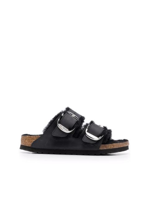 shearling-lined double-strap sandals