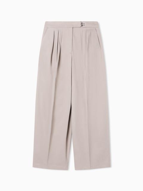 EMPORIO ARMANI BRUSHED COTTON TROUSERS WITH PLEATS