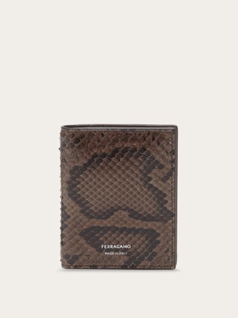 FERRAGAMO Python leather credit card holder
