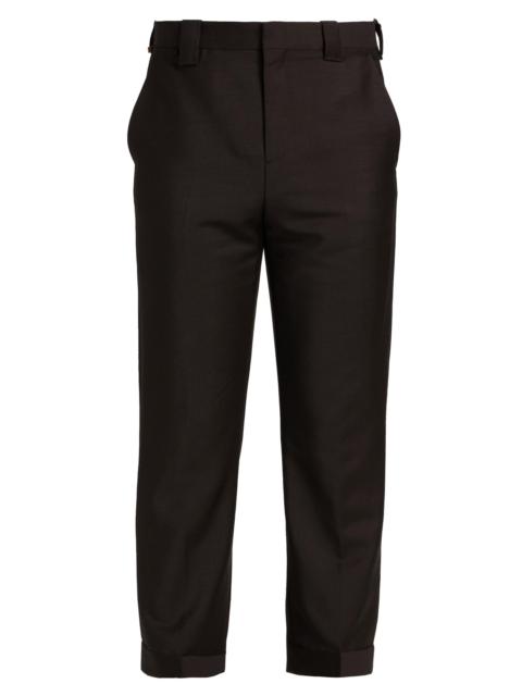 VERSACE Men's Wool-Mohair Trousers - Dark Chocolate