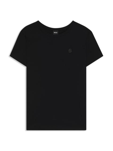 BOSS SLIM-FIT MERCERIZED-COTTON T-SHIRT WITH DOUBLE B MONOGRAM