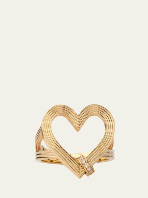 SYDNEY EVAN Fluted Heart Diamond Rondelle Ring