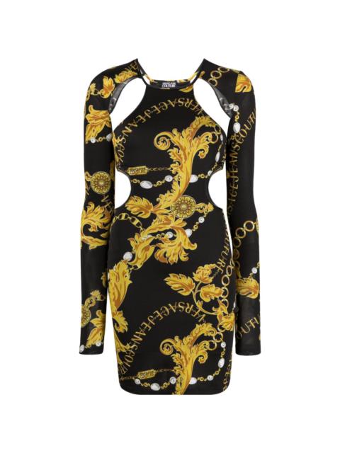 Chain Couture-print cut-out minidress