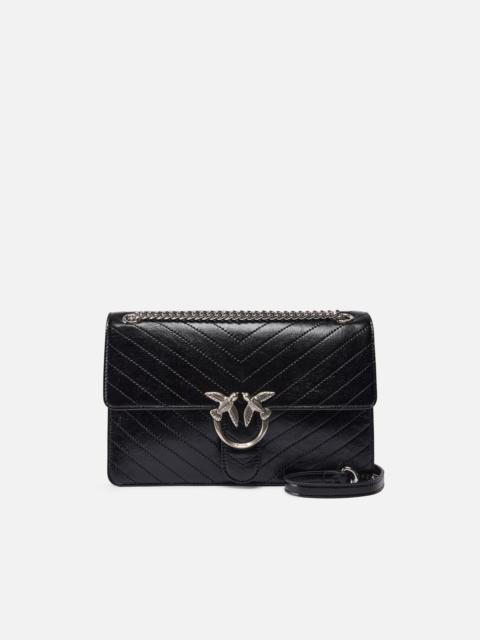 PINKO LOVE BAG ONE MEDIUM HANDBAG IN CHEVRON LEATHER