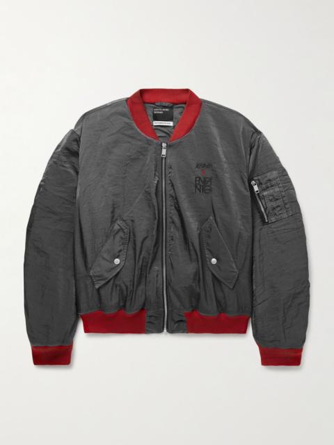 Enfants Riches Déprimés Logo-Embroidered Padded Crinkled-Shell Bomber Jacket Gray