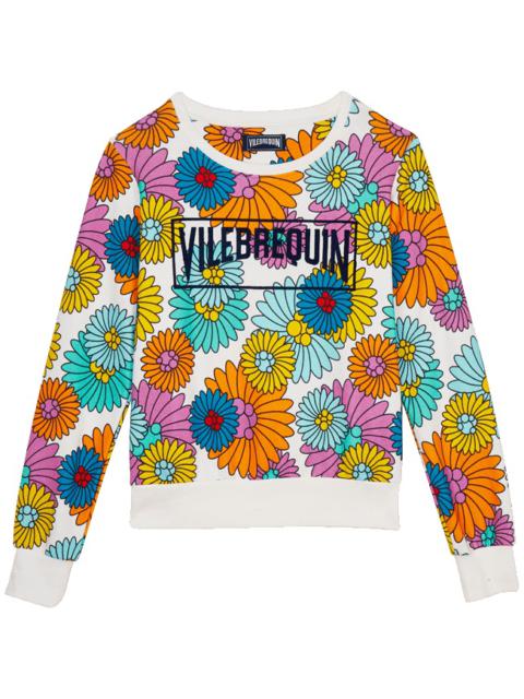Vilebrequin Women Cotton Sweatshirt print Marguerites and flocked Vilebrequin Logo