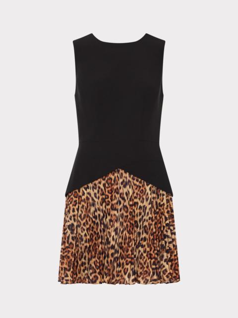 MILLY Haddy Leopard Print Pleated Mini Dress