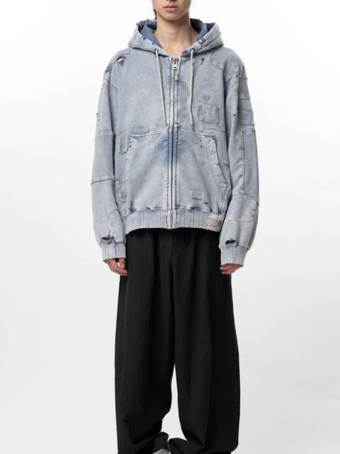 Maison MIHARAYASUHIRO Bleached Repair Zip-Up Hoodie
