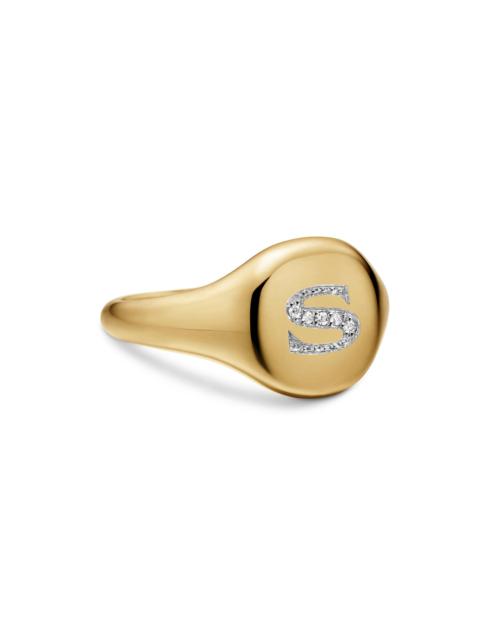 DAVID YURMAN Women's DY Initial Pinky Ring in 18K Yellow Gold - S Letter