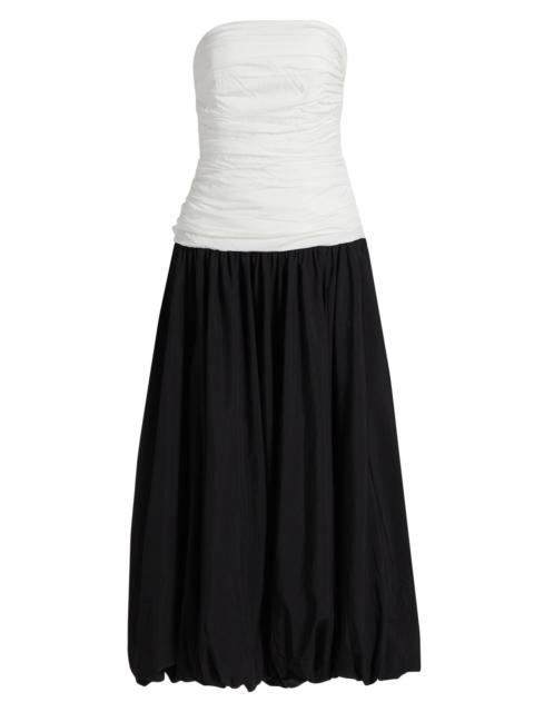 NICHOLAS Women's Despina Ruched Colorblocked Strapless Midi-Dress - Ivory Black