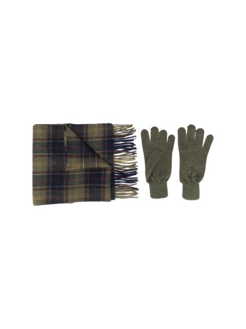 Barbour tartan scarf and gloves set